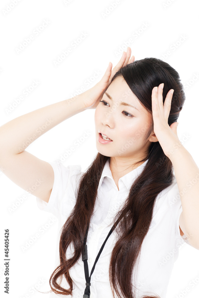 Beautiful young business woman thinking. Portrait of asian. Beautiful young business woman thinking. Portrait of asian.