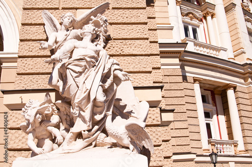 Sculptures at the Odessa Opera and Ballet Theater. Ukraine