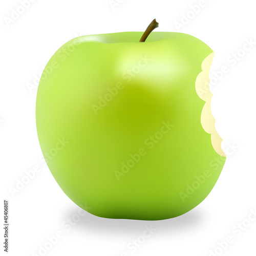 Pomme verte croquée