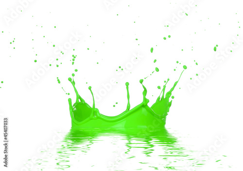  Isolated shot of green paint splash on white background