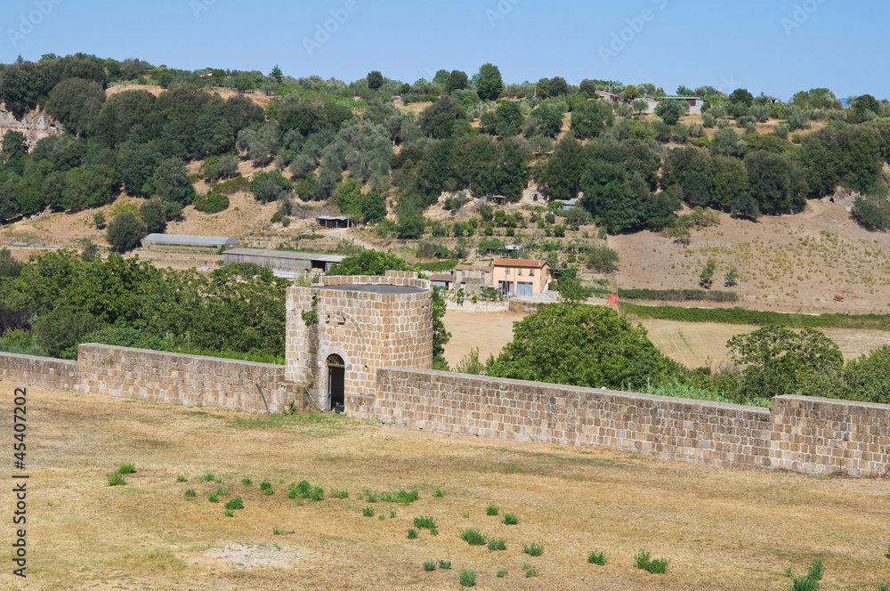 Fortified walls. Tuscania. Lazio. Italy.