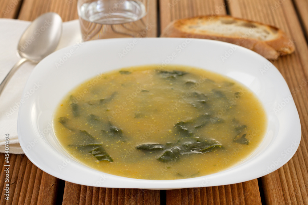 vegetable soup with parsley on the plate vegetable soup with parsley on the plate