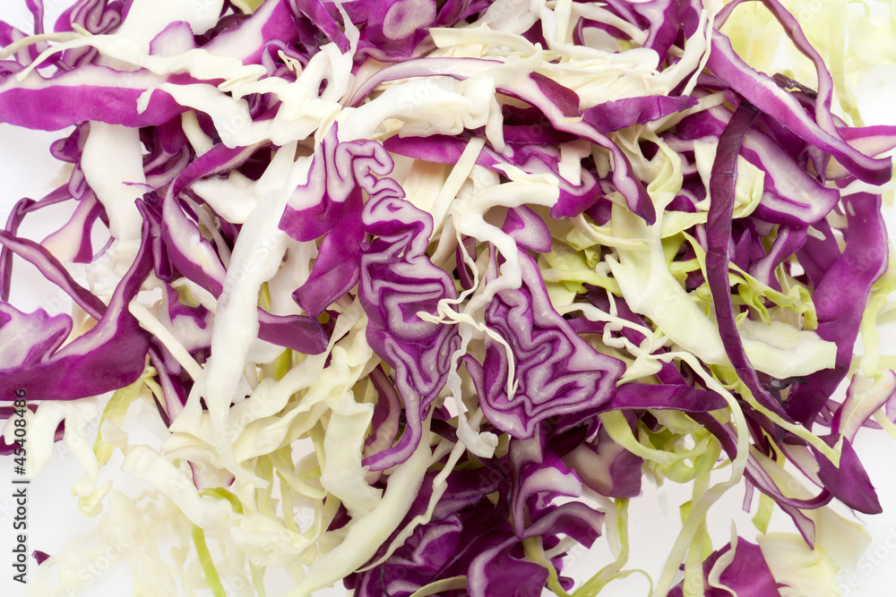 White and Red  Cabbage  on White Background