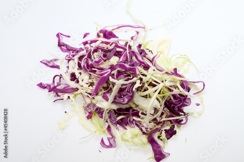 White and Red Cabbage on White Background