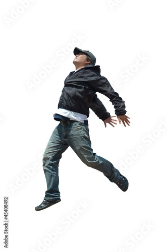 Man jump on white background