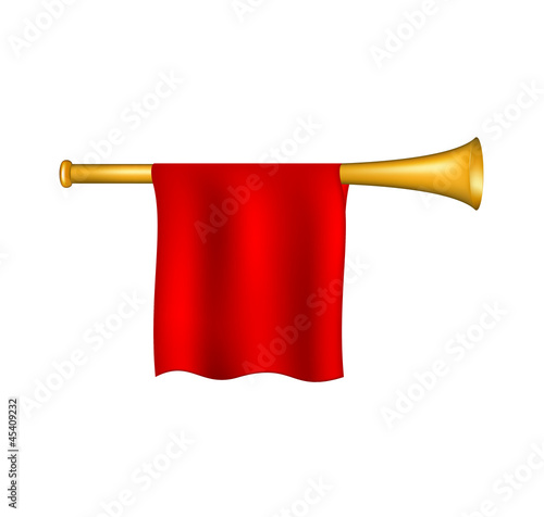 Trumpet with red flag