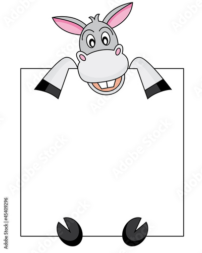 Burro mostrando un cartel