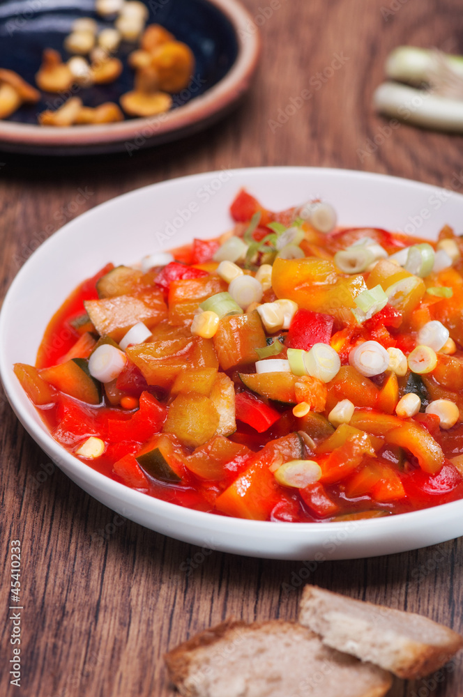 Vegetables stew with tomatoes sauce