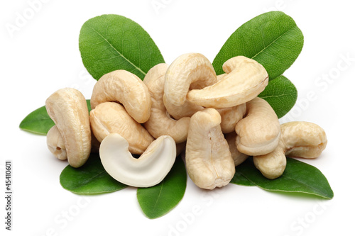 Cashews and leaves