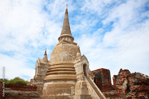 Ancient Buddhist temple in Ayutthaya  Thailand.