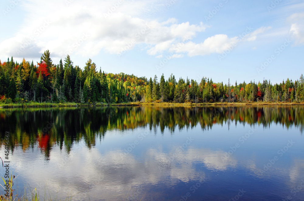 Fall season at a northern lake