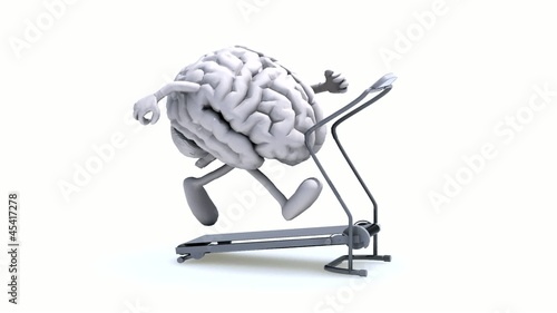 human brain on a running machine, 3d animation