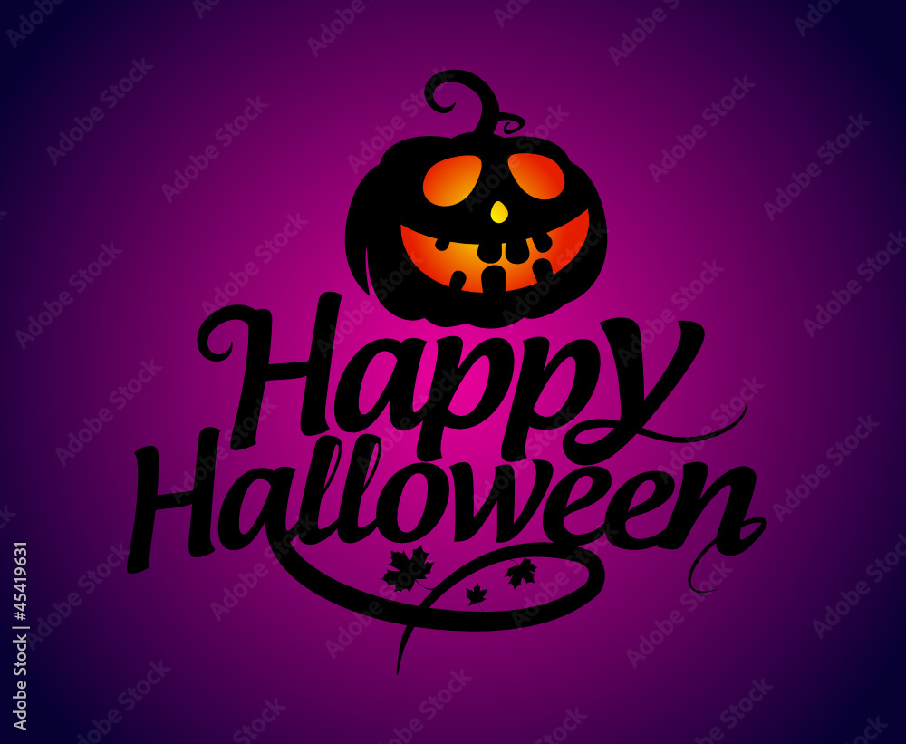 Happy Halloween card with pumpkin. Happy Halloween card with pumpkin.