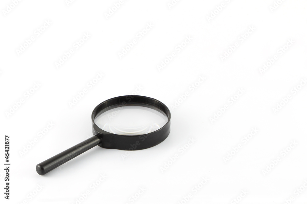 Black frame magnifying glass on white background. Black frame magnifying glass on white background.