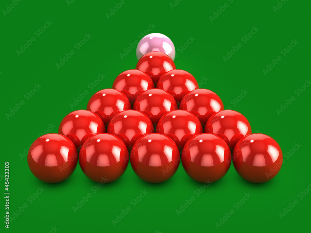 3d Red Snooker balls are ready to break 3d Red Snooker balls are ready to break