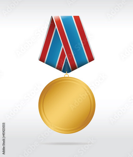 Golden medal with thee color ribbon