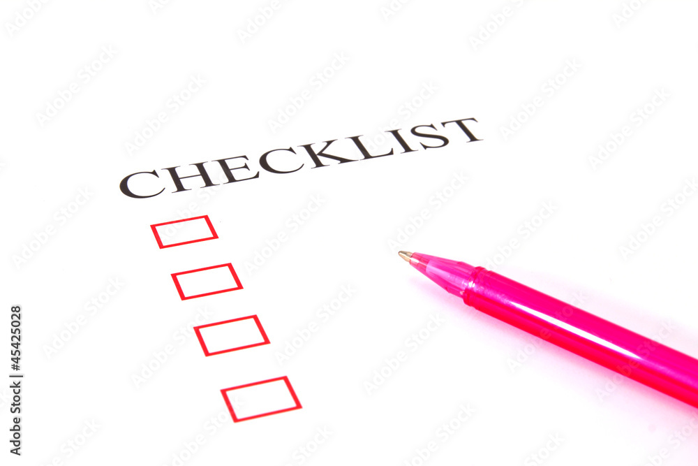 Checklist with pen and checked boxes. Checklist with pen and checked boxes.