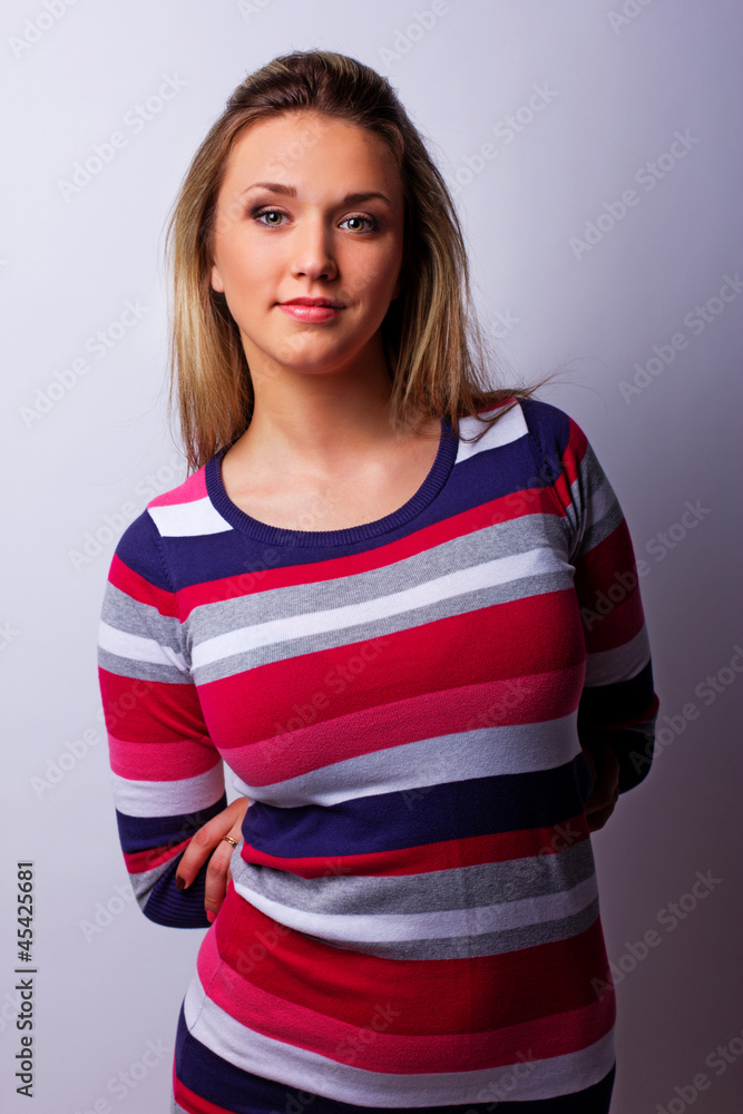 Portrait of beautiful girl posing on white background Portrait of beautiful girl posing on white background