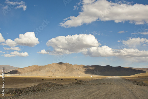 Narrow view of mountains and desert in mongolia