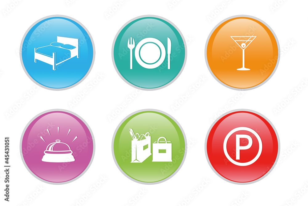 Iconos de colores para la web para hostelería y turismo Iconos de colores para la web para hostelería y turismo