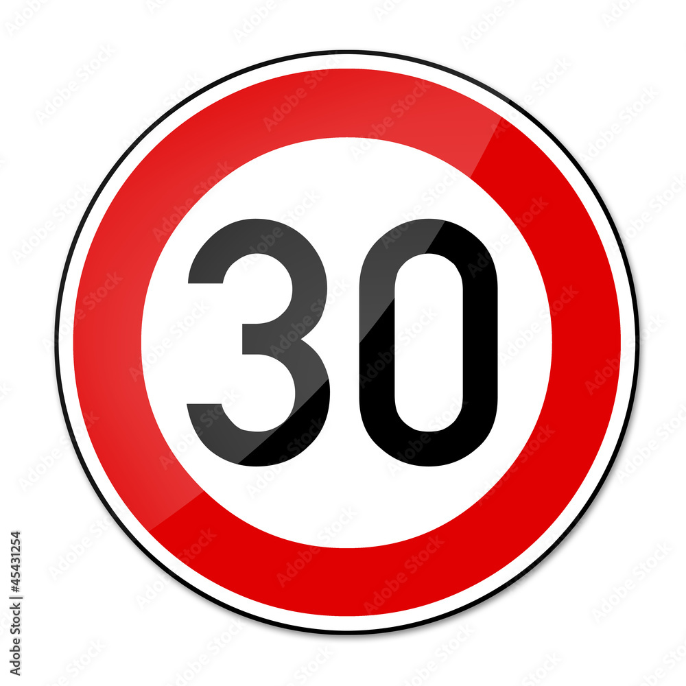 Verkehrsschild Geschwindigkeitsbegrenzung 30km/h Verkehrsschild Geschwindigkeitsbegrenzung 30km/h