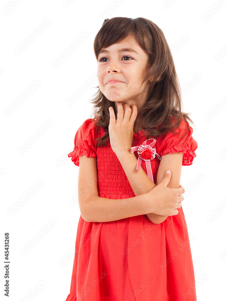 Portrait of a spoiled cute girl with crossed arms isolated on wh Portrait of a spoiled cute girl with crossed arms isolated on wh