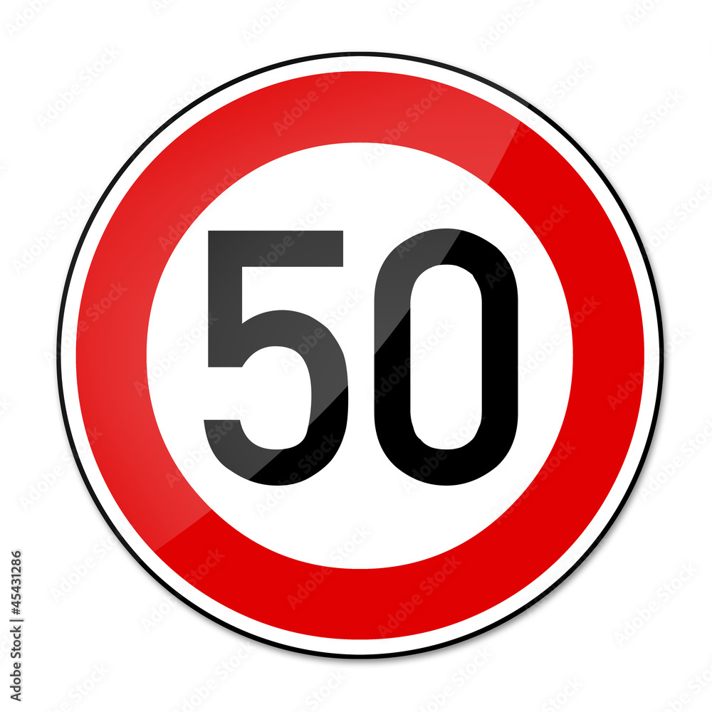 Verkehrsschild Geschwindigkeitsbegrenzung 50km/h Verkehrsschild Geschwindigkeitsbegrenzung 50km/h