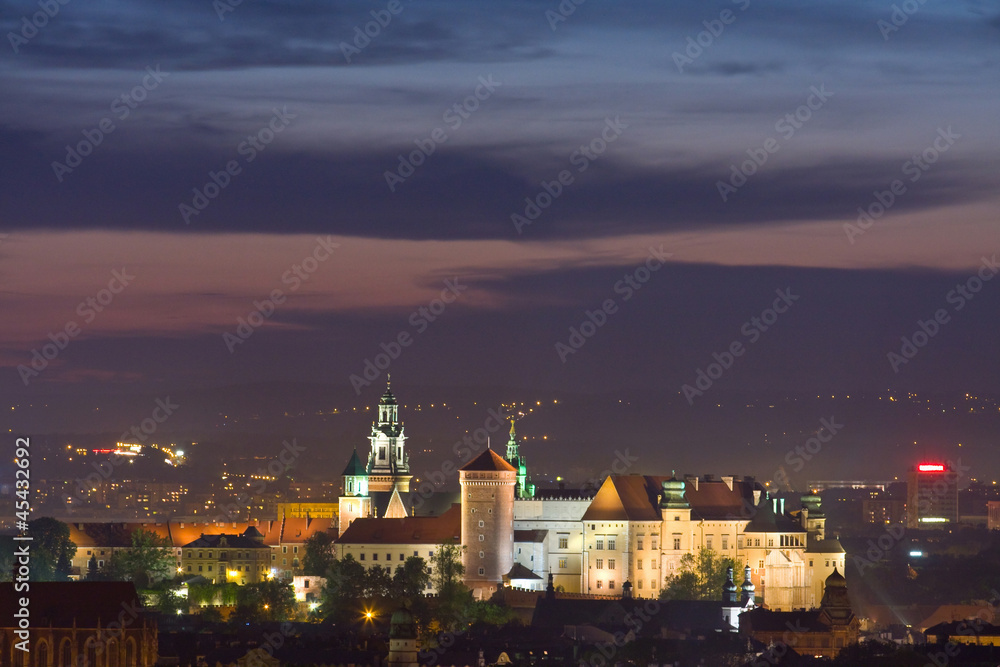 Night scene in Krakow, Poland