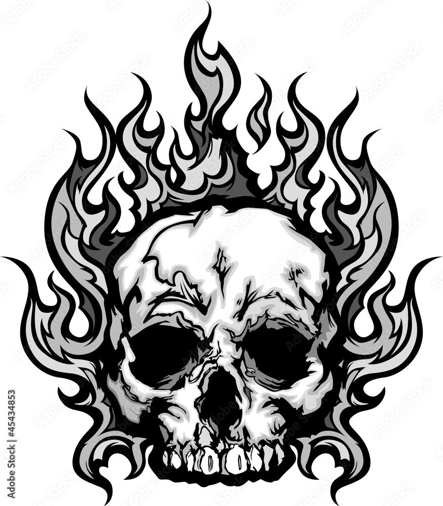 Obraz premium Flaming Skull Graphic Vector Image