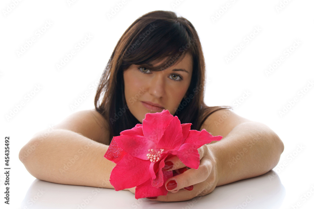 pretty young woman with a flower pretty young woman with a flower