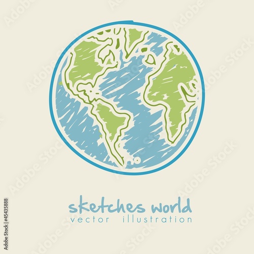 sketch illustration of planet earth