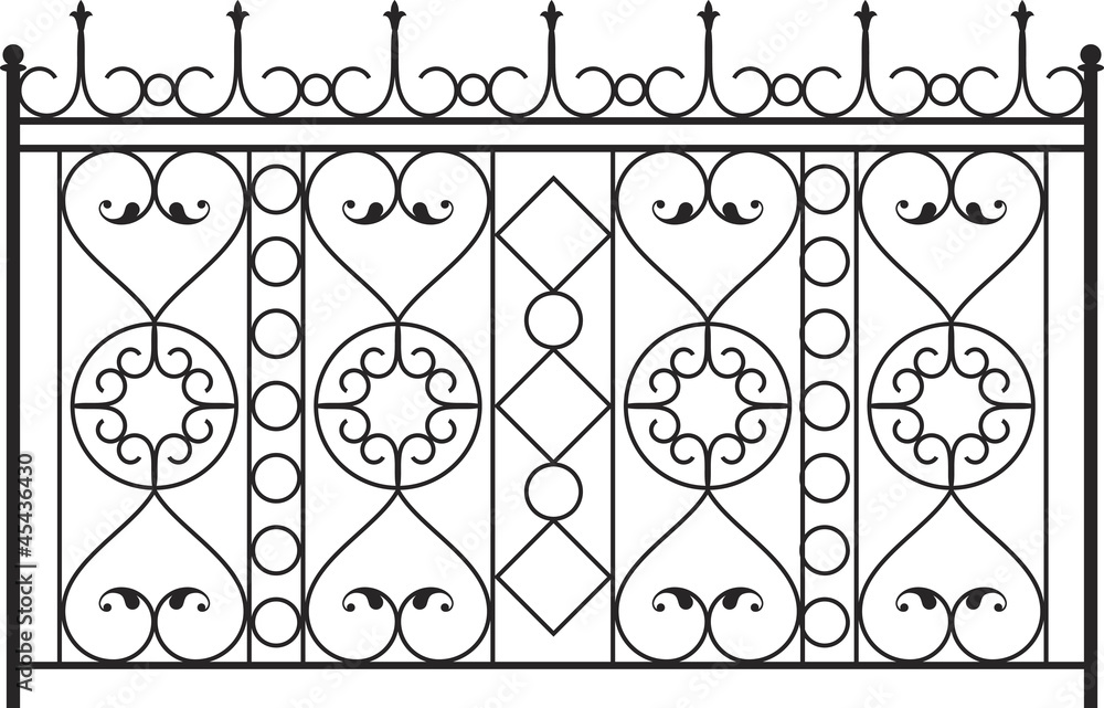 Wrought Iron Gate, Door, Fence, Window, Grill, Railing Design Stock Vector  | Adobe Stock