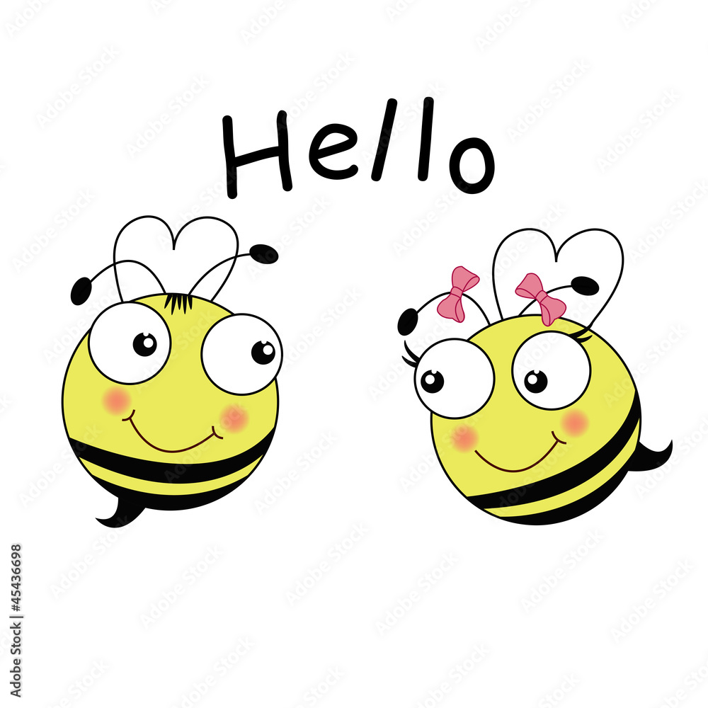 Obraz premium Postcard with two bees