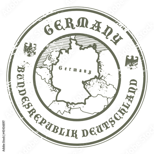 Grunge rubber stamp with the name and map of Germany, vector