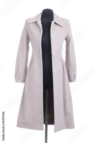 Women fur coat on white background