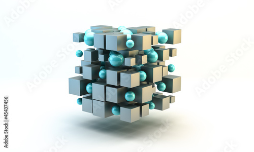 Silver 3D Blocks and spheres