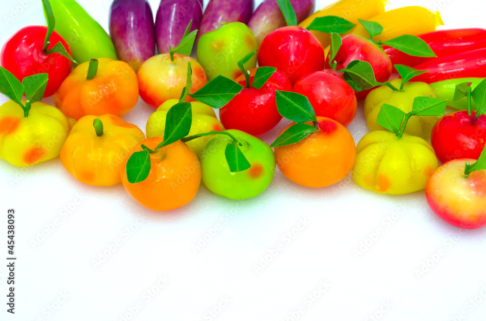 Thai native candy made in fruit shape named Thai native candy made in fruit shape named