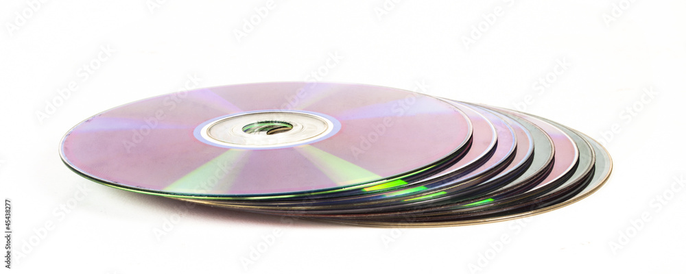 compact discs on a white background