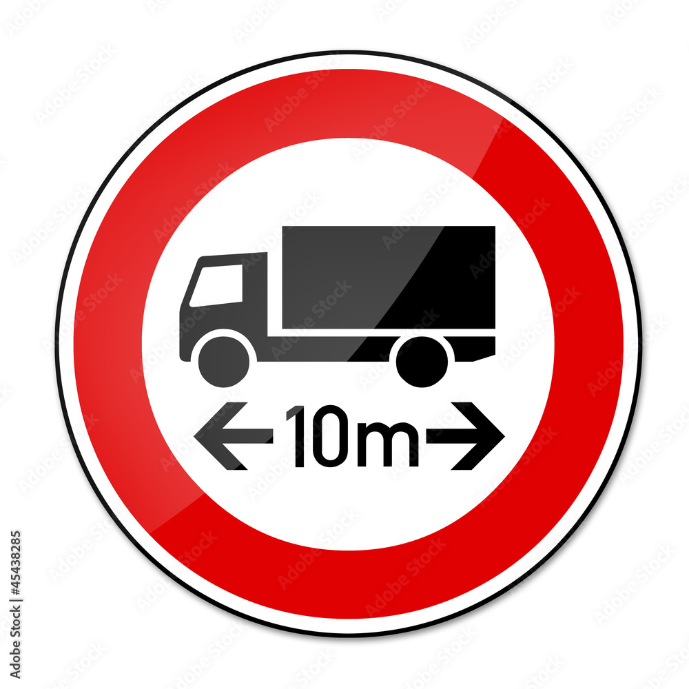 Verbotsschild RAL 3001 signalrot - Verbot LKW über 10m Verbotsschild RAL 3001 signalrot - Verbot LKW über 10m