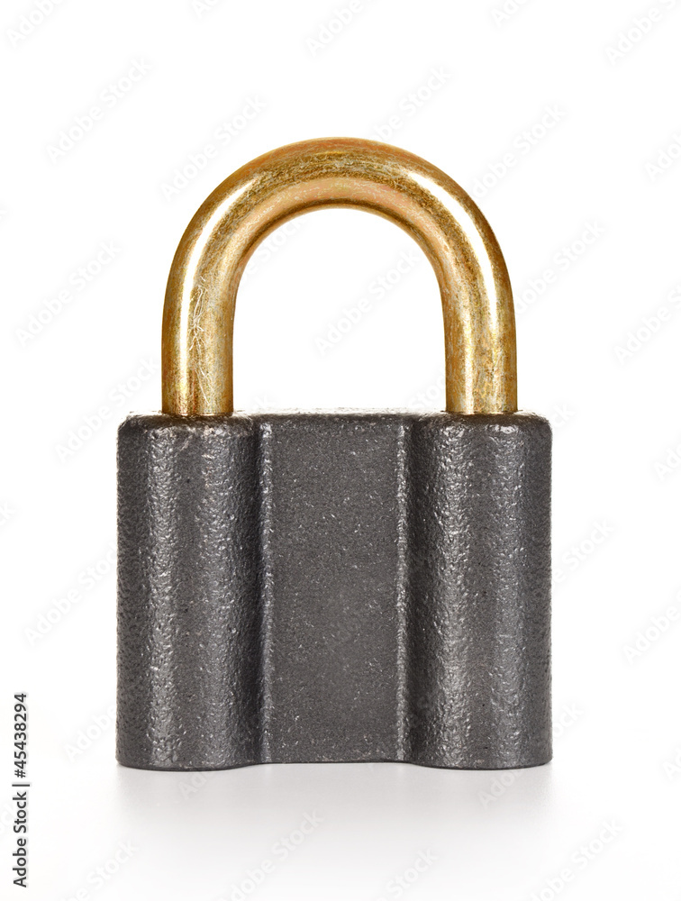 Metal padlock on white background Metal padlock on white background