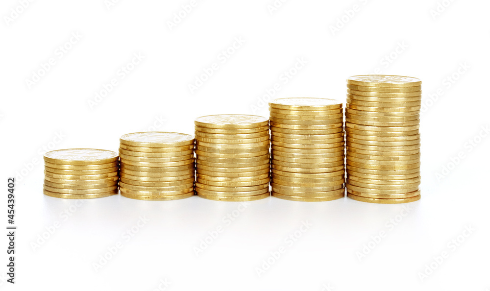 gold coin stack isolated on white gold coin stack isolated on white