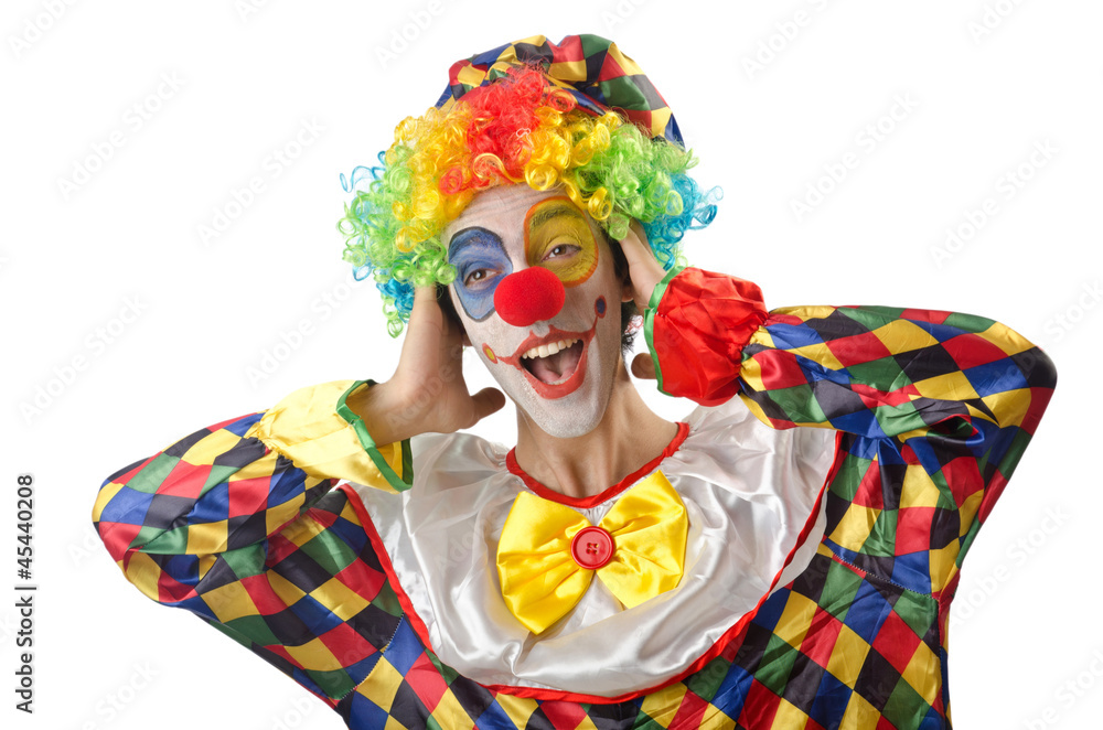 Funny clown on the white Funny clown on the white