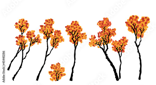 autumn trees set, vector illustration