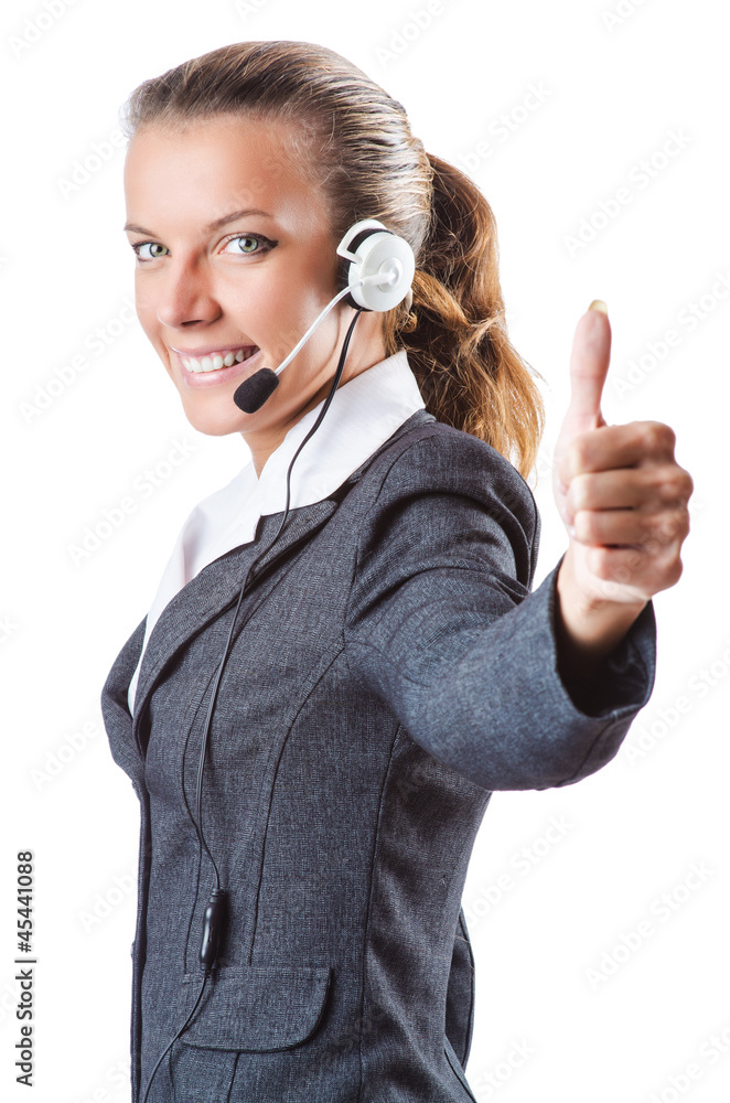Call center operator isolated on white Call center operator isolated on white