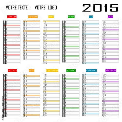 Calendrier 2015 personnalisable