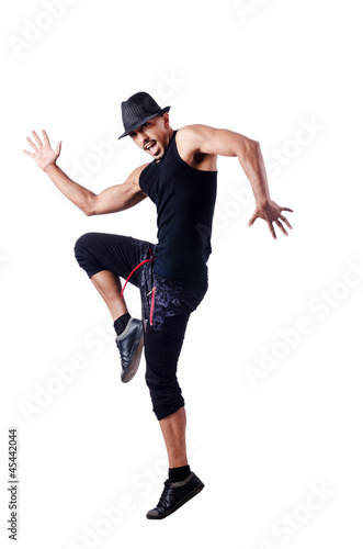 Muscular dancer isolated on white © Elnur