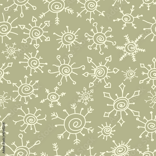 Doodle snowflakes seamless ...