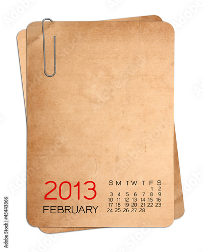 Calendar 2013 on the Empty old photo with Paper clip 