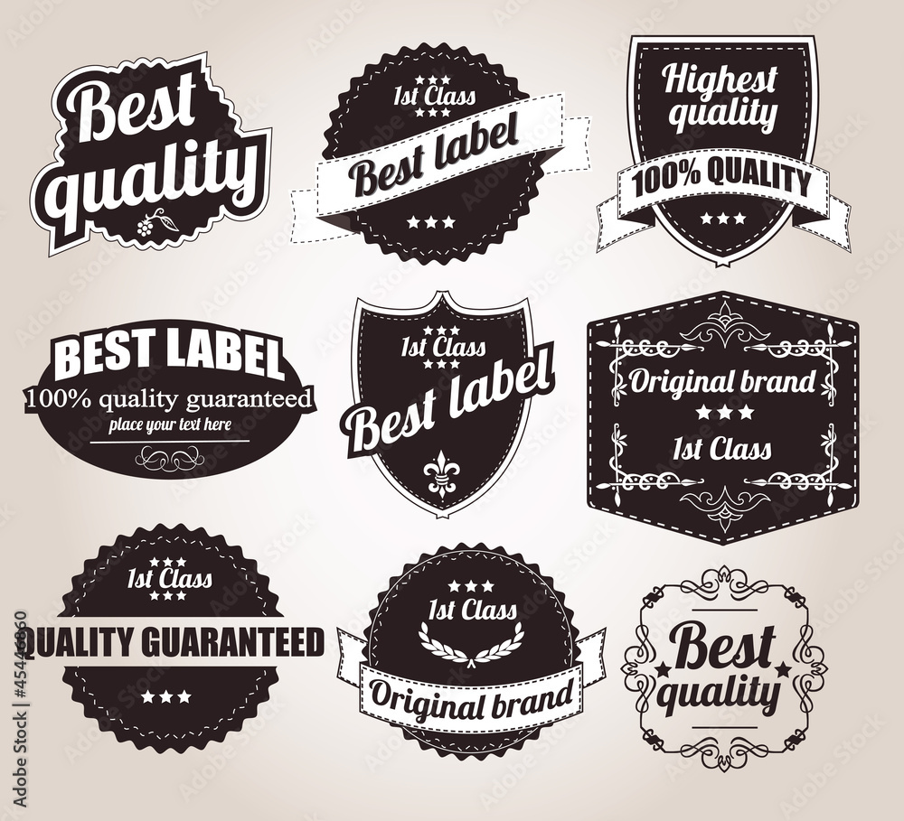 Collection of retro vintage labels, vector