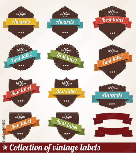 Collection of retro vintage labels, vector